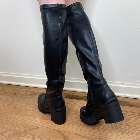 Madden Girl Coretta Tall Black Heel Lug 
